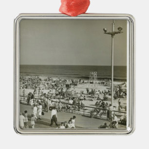 Crowded Beach Metal Ornament