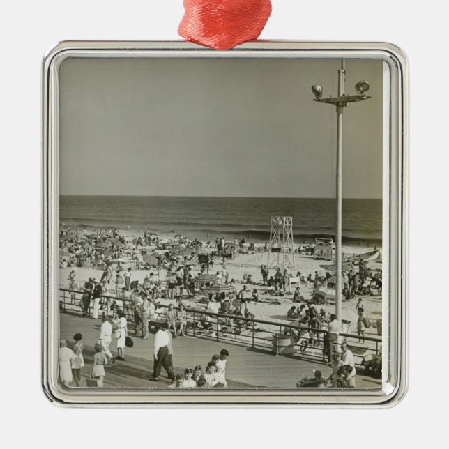 Crowded Beach Metal Ornament (Front)