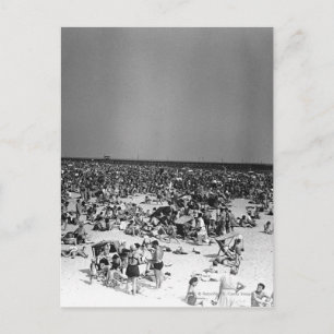 Crowded beach postcard