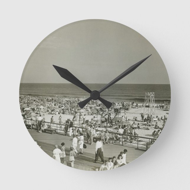 Crowded Beach Round Clock (Front)