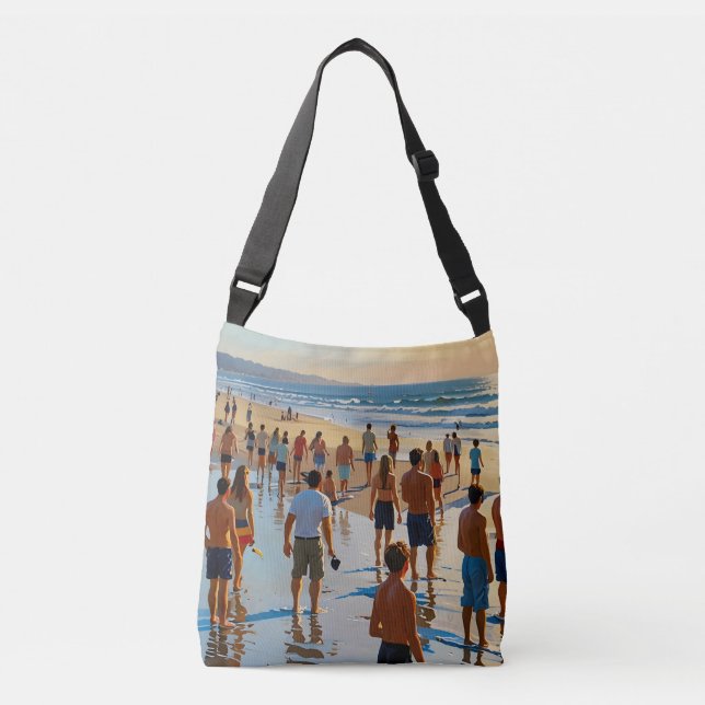 Crowded Beach Walk Crossbody Bag (Front)