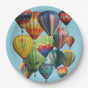 Crowded Colourful Hot Air Balloons  Paper Plate