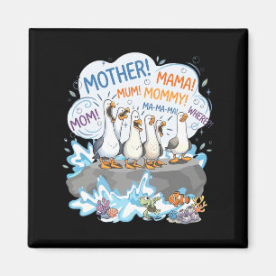 Crowded Seagull Flock Funny Mummy Mama Shouting Magnet
