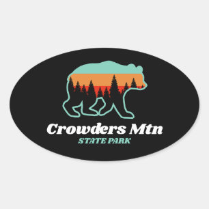 Crowders Mountain State Park NC Bear Retro Vintage Oval Sticker