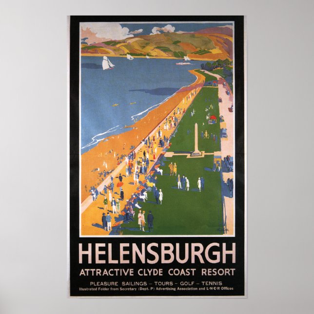 Crowds along Clyde Coast Beach Railways Poster (Front)