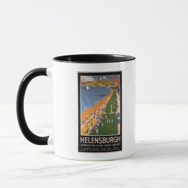 Crowds along Clyde Coast Beach Railways Poster Mug (Left)