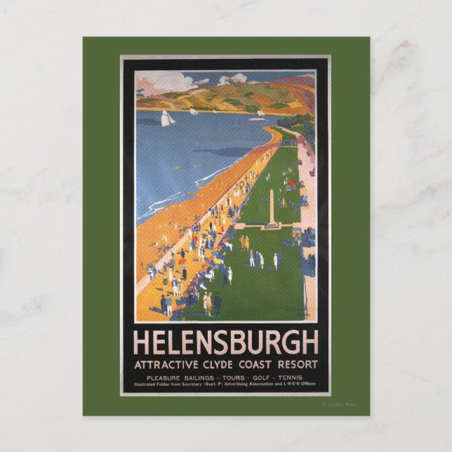 Crowds along Clyde Coast Beach Railways Poster Postcard (Front)