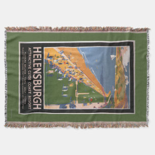 Crowds along Clyde Coast Beach Railways Poster Throw Blanket