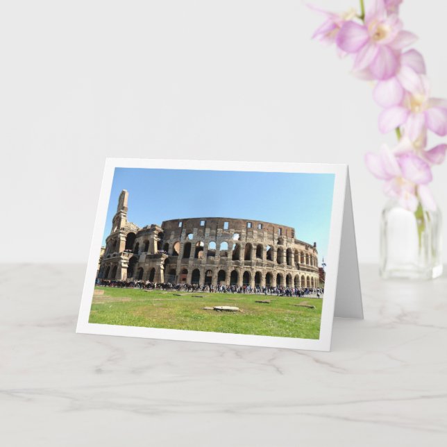 Crowds At The Roman Colosseum, Roma, Italy Card (Orchid)