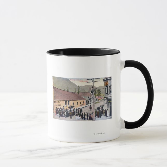 Crowds on Broadway and McKinley Street Mug (Right)