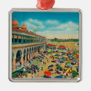 Crowds on the Beach in front of the Casino Metal Ornament