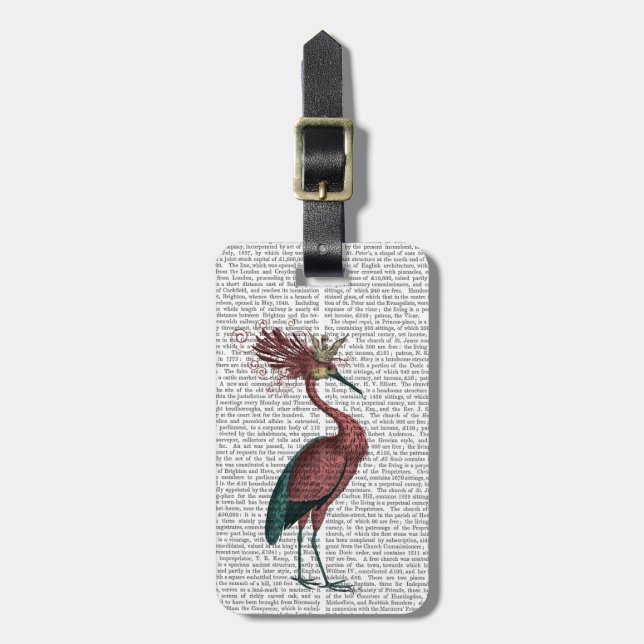 Crowed Marsala Heron Luggage Tag (Front Vertical)