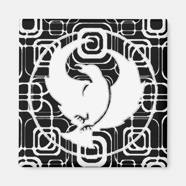 Crowfoot Magnet with Black  White Squares (Front)