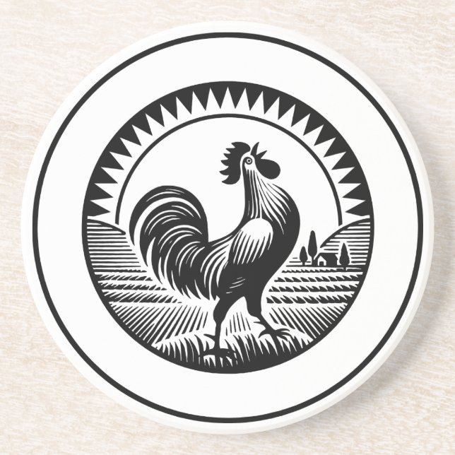Crowing Cockerel  Coaster (Front)