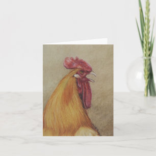 Crowing Rooster Bird Art Notecard