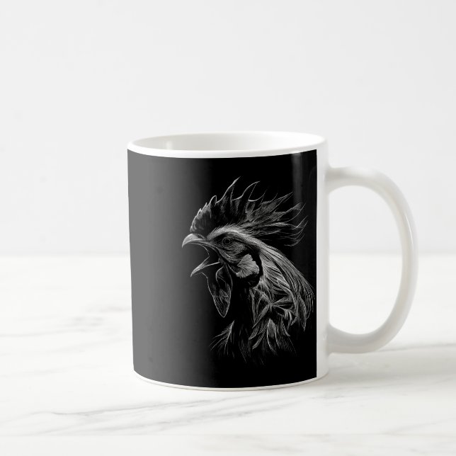 Crowing Rooster Drawing Love  Coffee Mug (Right)