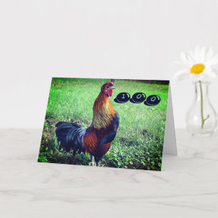 Crowing Rooster Funny 100th Birthday     Card