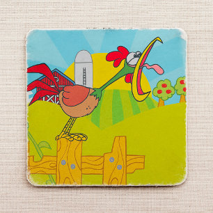 Crowing Rooster On A Farm Square Sticker