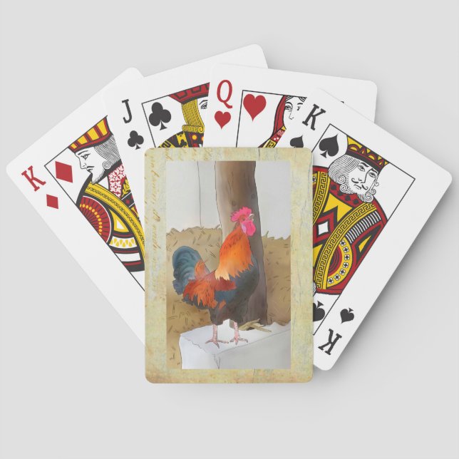 Crowing Rooster Playing Cards (Back)