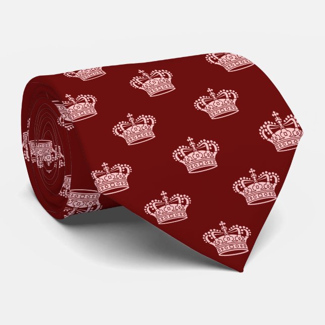 Crown 01 - Feded Pink on Ruby Red Tie (Rolled)