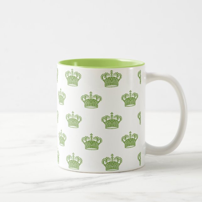 Crown 01 - Lime on White Two-Tone Coffee Mug (Right)