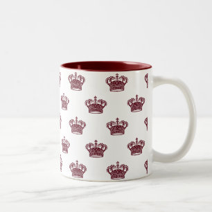 Crown 01 - Maroon on White Two-Tone Coffee Mug