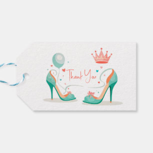Crown and High Heels – Glamorous Pink & Mint Theme Gift Tags