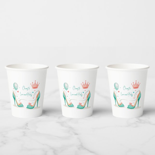 Crown and High Heels – Glamourous Pink & Mint Them Paper Cups (Multi)
