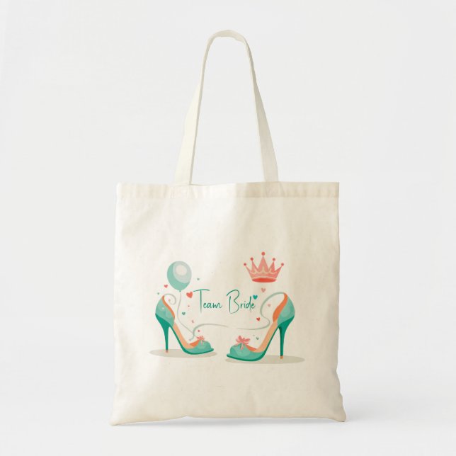 Crown and High Heels – Glamourous Pink & Mint Them Tote Bag (Front)
