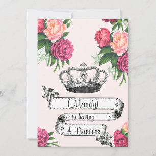 Crown and Roses Princess Baby Shower Invite