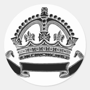 Crown and Scroll Symbol Classic Round Sticker