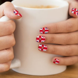 Crown and Union Jack Flag Minx Nail Art