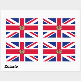 Crown and Union Jack Flag Rectangular Sticker