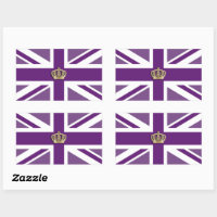 Crown and Union Jack Flag Rectangular Sticker