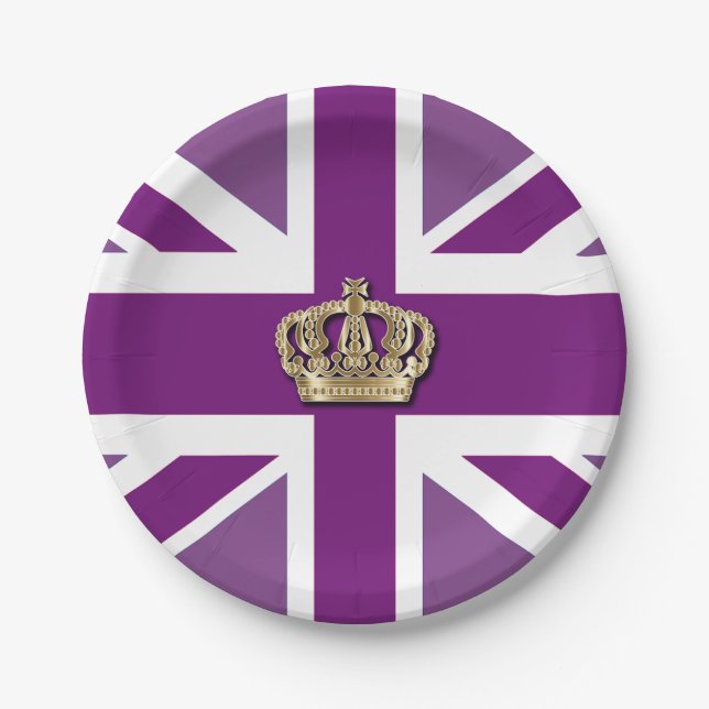 Crown and Union Jack Patriotic Paper Plate (Front)