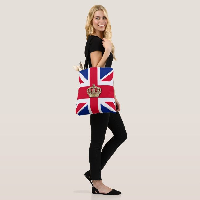 Crown and Union Jack Patriotic Tote Bag (On Model)
