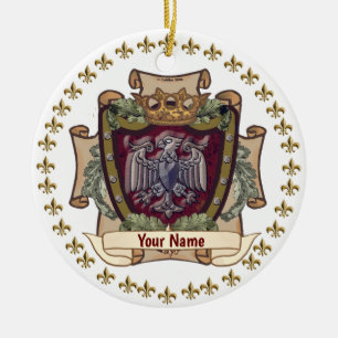 Crown Banner Eagle Surname Ceramic Ornament