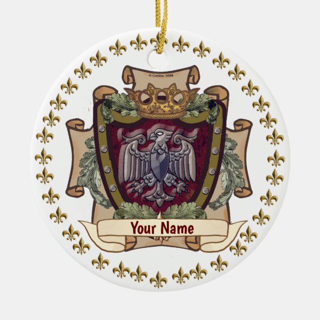 Crown Banner  Eagle Surname Ceramic Ornament (Front)