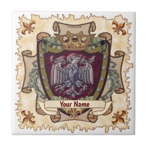 Crown Banner  Eagle Surname Ceramic Tile