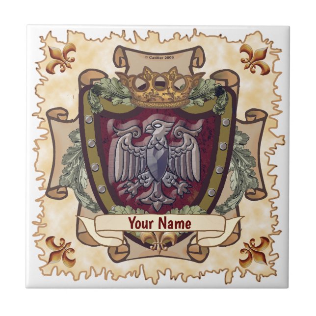 Crown Banner  Eagle Surname Ceramic Tile (Front)