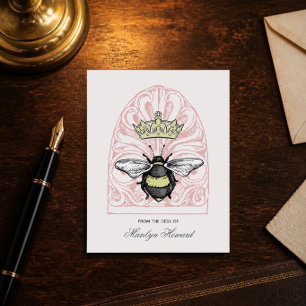 Crown Bee (Red) Personalised Note Cards