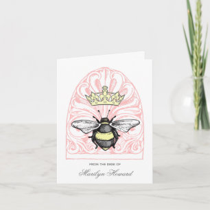 Crown Bee (Red)   Personalised Note Cards