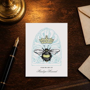 Crown Bee (Teal) Personalised Note Cards