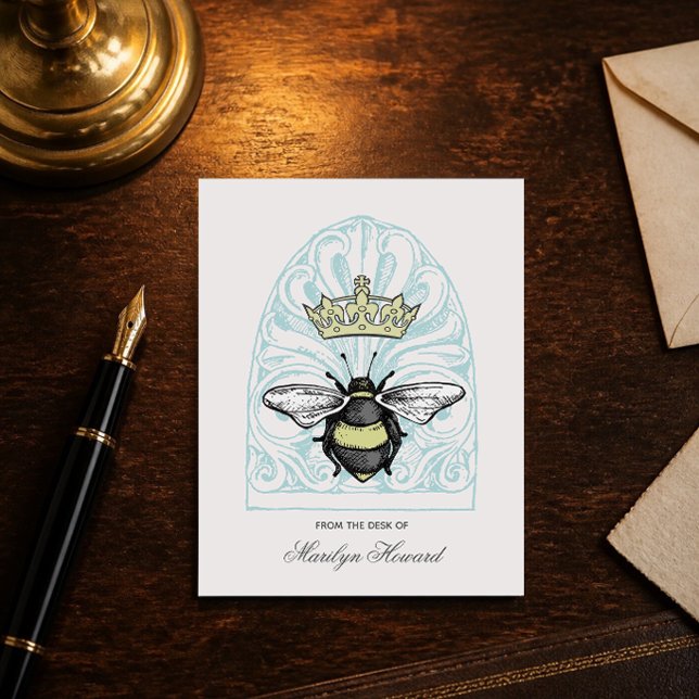 Crown Bee (Teal) | Personalised Note Cards (Creator Uploaded)