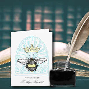 Crown Bee (Teal)   Personalised Note Cards