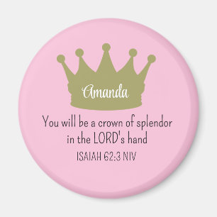 Crown Bible Verse Christian Faith Light Pink Magnet