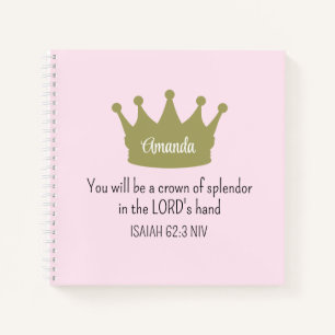 Crown Bible Verse Christian Faith Light Pink Notebook