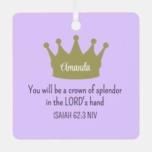 Crown Bible Verse Christian Faith Light Purple Metal Tree Decoration