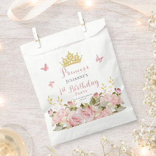 Crown   Butterflies Floral Princess 1st Birthday Favour Bag