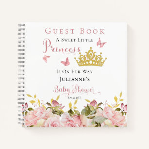 Crown   Butterflies Floral Princess Baby Shower Fo Notebook